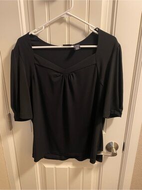 East 5th Black Top XL Stretch Blouse Short Sleeve Shirt